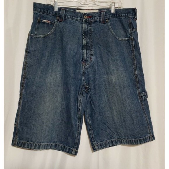 PACO Jeans Internationale Co Blue Denim Cargo Shorts Mens Size 38 x 13 - Picture 1 of 7